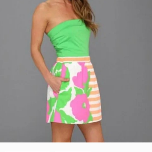 🌴🌺🌴Lilly Pulitzer Strapless Dress Fleur Neon Sunrise - NWOT!! 🌺🌴🌺 - Picture 14 of 16